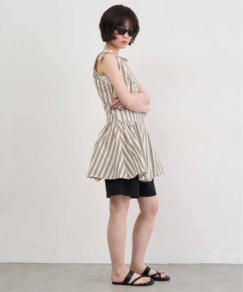 NUJOH(ヌゾ)の「Stripe Tie-Shoulder Mini Tunic Dress / ストライプタイショルダーミニチュニックワンピース(ワンピース・レディース・アイボリー/ブルー・FREE)」の10枚目の写真