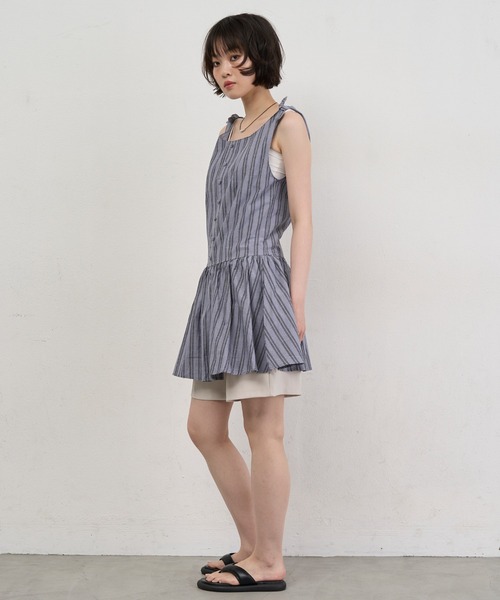 NUJOH(ヌゾ)の「Stripe Tie-Shoulder Mini Tunic Dress / ストライプタイショルダーミニチュニックワンピース(ワンピース・レディース・アイボリー/ブルー・FREE)」の19枚目の写真