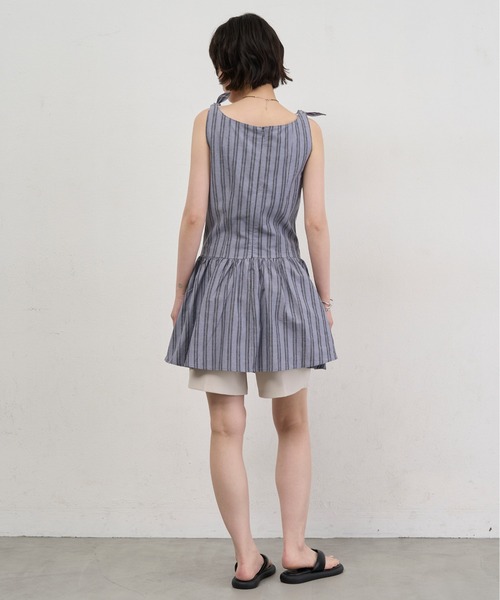 NUJOH(ヌゾ)の「Stripe Tie-Shoulder Mini Tunic Dress / ストライプタイショルダーミニチュニックワンピース(ワンピース・レディース・アイボリー/ブルー・FREE)」の20枚目の写真