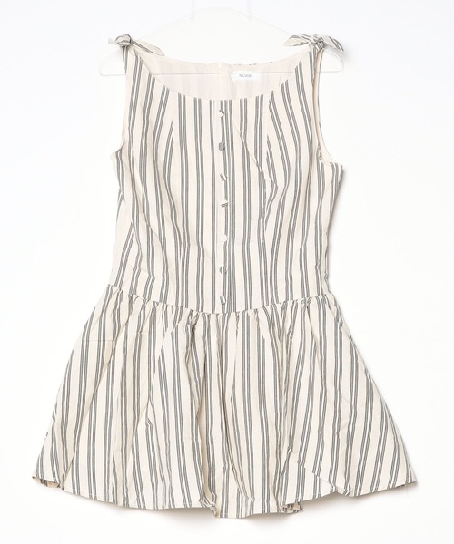 NUJOH(ヌゾ)の「Stripe Tie-Shoulder Mini Tunic Dress / ストライプタイショルダーミニチュニックワンピース(ワンピース・レディース・アイボリー/ブルー・FREE)」の21枚目の写真