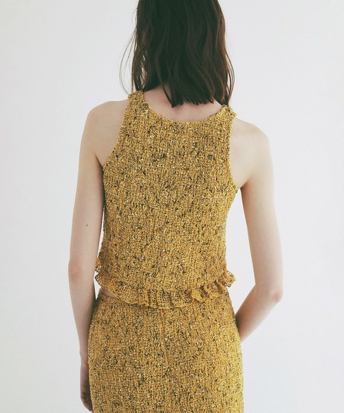 CLANE（クラネ）の「W FACE MIX MESH GATHER N/S TOPS（タンクトップ・レディース・イエロー/ブラック/アイボリー・1/2）」の17枚目の写真