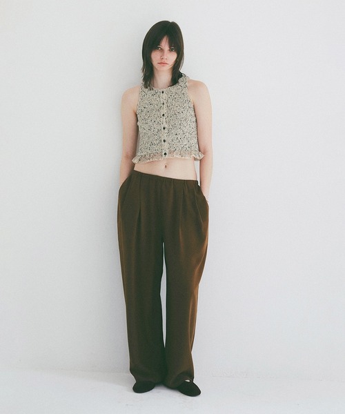 CLANE（クラネ）の「W FACE MIX MESH GATHER N/S TOPS（タンクトップ・レディース・イエロー/ブラック/アイボリー・1/2）」の14枚目の写真