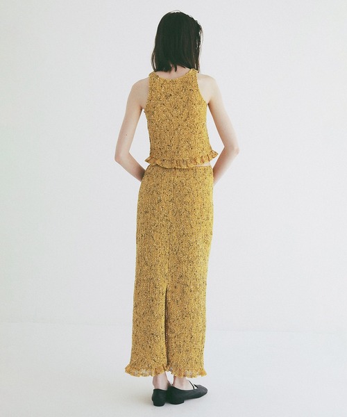 CLANE（クラネ）の「W FACE MIX MESH GATHER N/S TOPS（タンクトップ・レディース・イエロー/ブラック/アイボリー・1/2）」の20枚目の写真