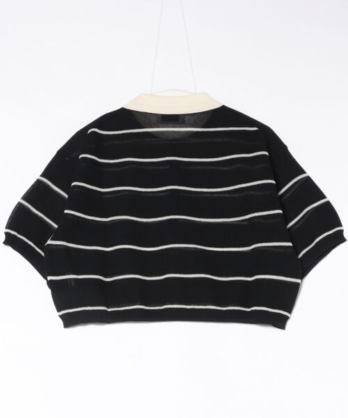 CLANE(クラネ)の「CLANE SPONGY SHEER POLO KNIT TOPS(ニット/セーター・レディース・ネイビー/オフホワイト・1/2)」の6枚目の写真