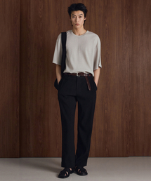 TNGT（ティーエヌジーティー）の「Kinoshita Seersucker Tapered Pants (Black) TNPA6E206BK（スラックス）」