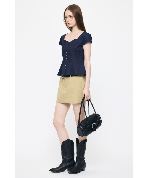 MOUSSY（マウジー）の「BUTTON UP FITTED ブラウス（シャツ/ブラウス・レディース・ホワイト/ダークブルー/ベージュ・1/2）」の8枚目の写真