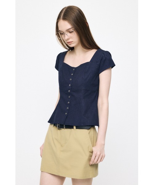 MOUSSY（マウジー）の「BUTTON UP FITTED ブラウス（シャツ/ブラウス・レディース・ホワイト/ダークブルー/ベージュ・1/2）」の9枚目の写真