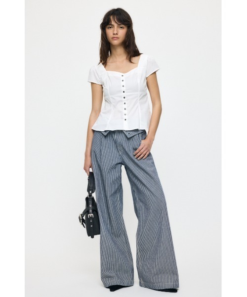 MOUSSY（マウジー）の「BUTTON UP FITTED ブラウス（シャツ/ブラウス・レディース・ホワイト/ダークブルー/ベージュ・1/2）」の12枚目の写真