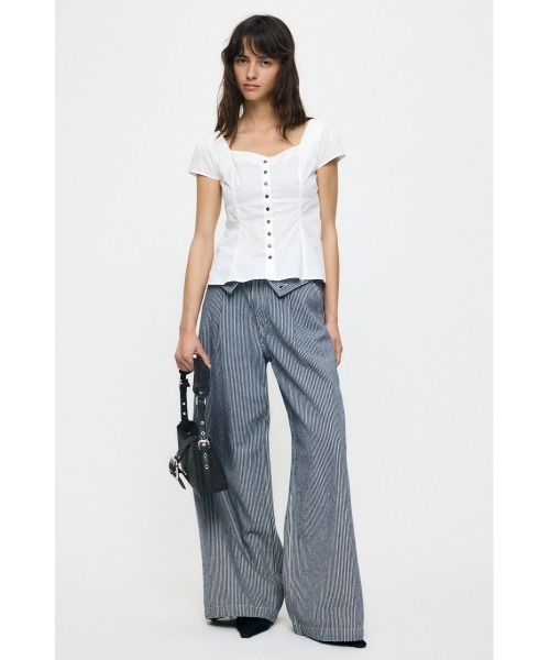MOUSSY（マウジー）の「BUTTON UP FITTED ブラウス（シャツ/ブラウス・レディース・ホワイト/ダークブルー/ベージュ・1/2）」の14枚目の写真