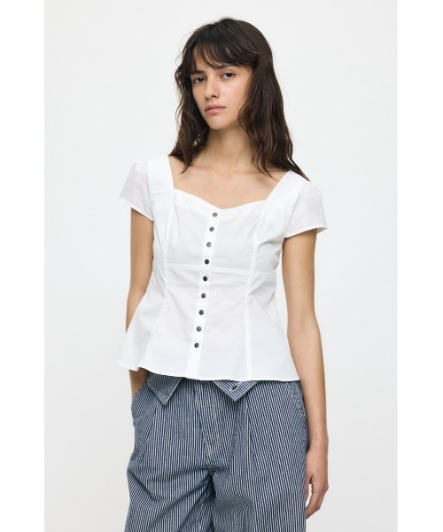 MOUSSY（マウジー）の「BUTTON UP FITTED ブラウス（シャツ/ブラウス・レディース・ホワイト/ダークブルー/ベージュ・1/2）」の15枚目の写真