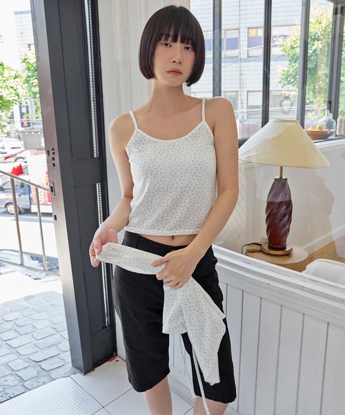 UNE MANSION(ユヌマンション)の「花柄シンプルキャミソール&半袖カーディガンSET ITEM(Tシャツ/カットソー・レディース・グレー/アイボリー/クリーム・FREE)」の4枚目の写真
