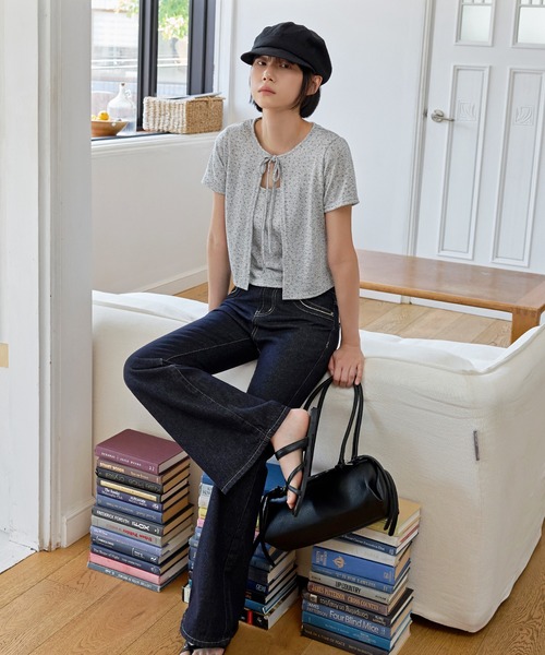 UNE MANSION(ユヌマンション)の「花柄シンプルキャミソール&半袖カーディガンSET ITEM(Tシャツ/カットソー・レディース・グレー/アイボリー/クリーム・FREE)」の7枚目の写真