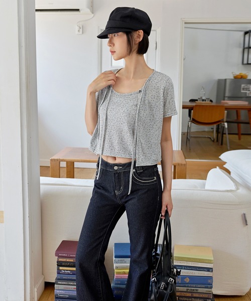 UNE MANSION(ユヌマンション)の「花柄シンプルキャミソール&半袖カーディガンSET ITEM(Tシャツ/カットソー・レディース・グレー/アイボリー/クリーム・FREE)」の14枚目の写真