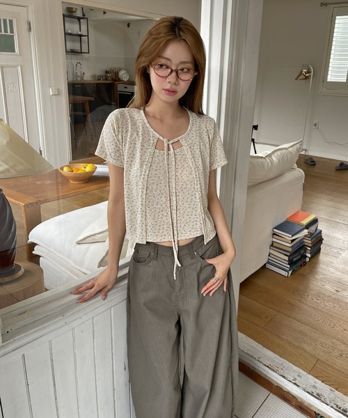 UNE MANSION(ユヌマンション)の「花柄シンプルキャミソール&半袖カーディガンSET ITEM(Tシャツ/カットソー・レディース・グレー/アイボリー/クリーム・FREE)」の20枚目の写真