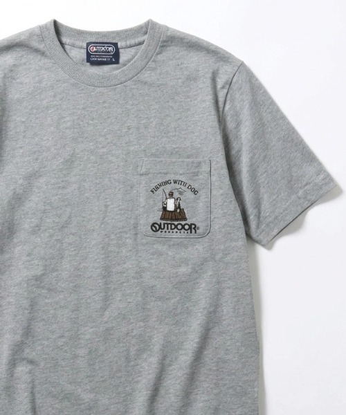OUTDOOR PRODUCTS(アウトドアプロダクツ)の「2026SS OUTDOOR PRODUCTS/アウトドアプロダクツ ワンポイント刺繍 ポケット付半袖Tシャツ レディース メンズ(Tシャツ/カットソー・メンズ・グレー/ブラック/ホワイト/ネイビー・LL/L/M)」の3枚目の写真