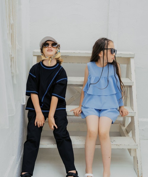 GLOBAL WORK（グローバルワーク）の「Airy Breezeブラウス/647383（シャツ/ブラウス・キッズ・ブルー/ブラック・130cm/140cm/150cm/160cm）」の7枚目の写真