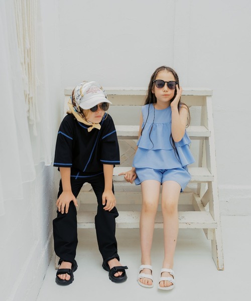 GLOBAL WORK（グローバルワーク）の「Airy Breezeブラウス/647383（シャツ/ブラウス・キッズ・ブルー/ブラック・130cm/140cm/150cm/160cm）」の5枚目の写真