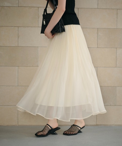 LAULEN(ローレン)の「sheer pleats flare long skirt /シアープリーツフレアロングスカート(スカート・レディース・ブラウン/アイボリー/ラベンダー/カーキ・FREE)」の19枚目の写真