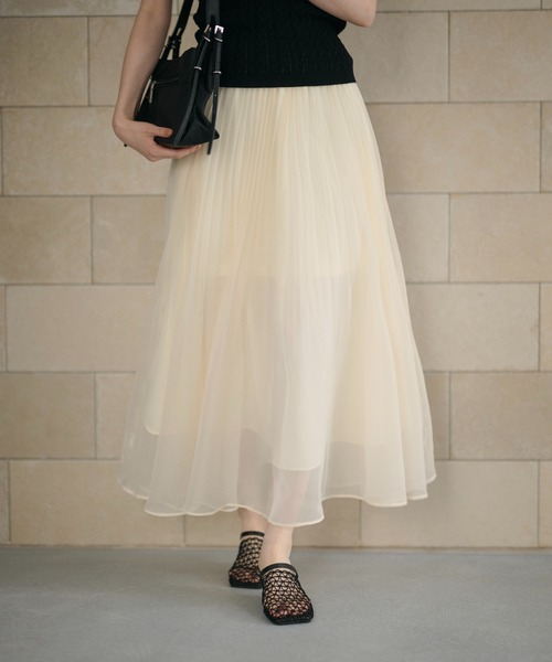 LAULEN(ローレン)の「sheer pleats flare long skirt /シアープリーツフレアロングスカート(スカート・レディース・ブラウン/アイボリー/ラベンダー/カーキ・FREE)」の20枚目の写真