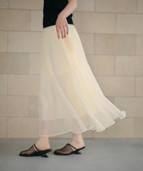LAULEN(ローレン)の「sheer pleats flare long skirt /シアープリーツフレアロングスカート(スカート・レディース・ブラウン/アイボリー/ラベンダー/カーキ・FREE)」の21枚目の写真