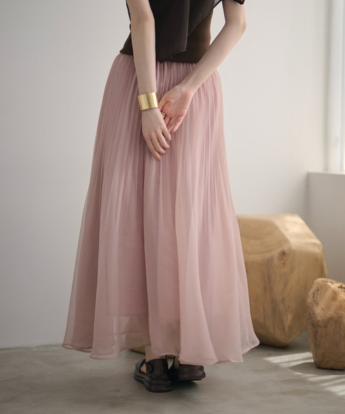 LAULEN(ローレン)の「sheer pleats flare long skirt /シアープリーツフレアロングスカート(スカート・レディース・ブラウン/アイボリー/ラベンダー/カーキ・FREE)」の9枚目の写真