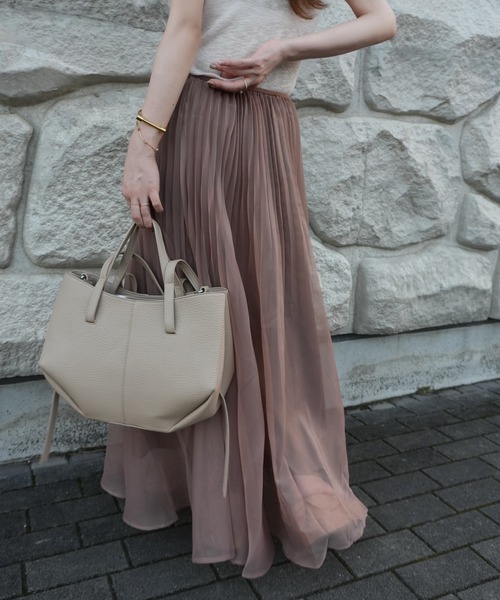 LAULEN(ローレン)の「sheer pleats flare long skirt /シアープリーツフレアロングスカート(スカート・レディース・ブラウン/アイボリー/ラベンダー/カーキ・FREE)」の15枚目の写真