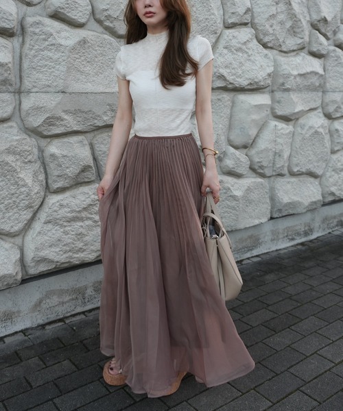 LAULEN(ローレン)の「sheer pleats flare long skirt /シアープリーツフレアロングスカート(スカート・レディース・ブラウン/アイボリー/ラベンダー/カーキ・FREE)」の16枚目の写真