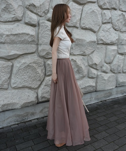 LAULEN(ローレン)の「sheer pleats flare long skirt /シアープリーツフレアロングスカート(スカート・レディース・ブラウン/アイボリー/ラベンダー/カーキ・FREE)」の17枚目の写真
