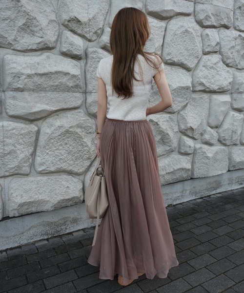 LAULEN(ローレン)の「sheer pleats flare long skirt /シアープリーツフレアロングスカート(スカート・レディース・ブラウン/アイボリー/ラベンダー/カーキ・FREE)」の18枚目の写真