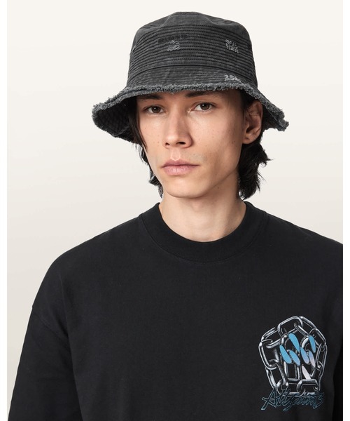 ALLSAINTS(オールセインツ)の「MASON COTTON BUCKET HAT | MASON コットン バケット ハット(ハット・メンズ・ブラック・ONE SIZE)」の2枚目の写真