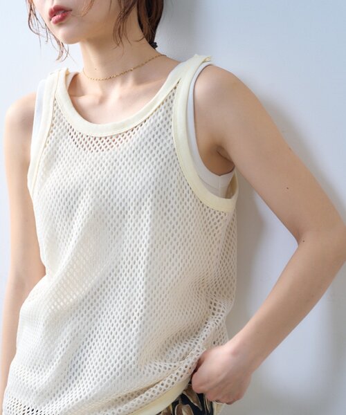 CIAOPANIC TYPY（チャオパニックティピー）の「【willow】メッシュタンク（タンクトップ・レディース・ブラック/アイボリー・ONE SIZE）」の3枚目の写真