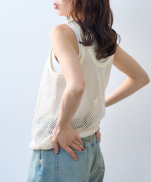 CIAOPANIC TYPY（チャオパニックティピー）の「【willow】メッシュタンク（タンクトップ・レディース・ブラック/アイボリー・ONE SIZE）」の9枚目の写真