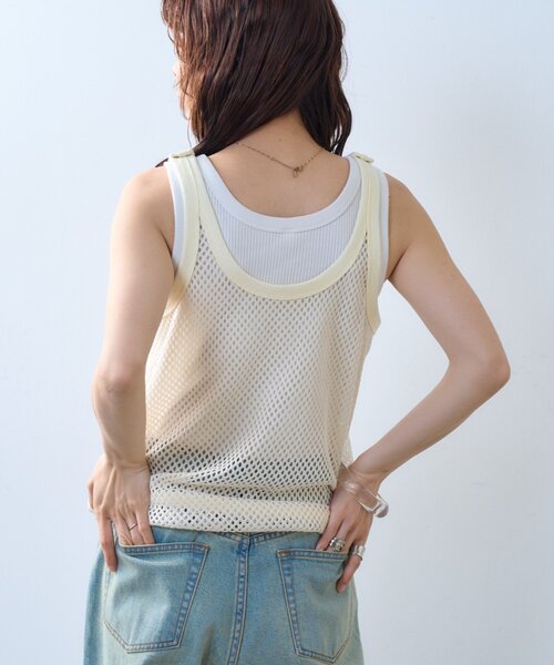 CIAOPANIC TYPY（チャオパニックティピー）の「【willow】メッシュタンク（タンクトップ・レディース・ブラック/アイボリー・ONE SIZE）」の10枚目の写真