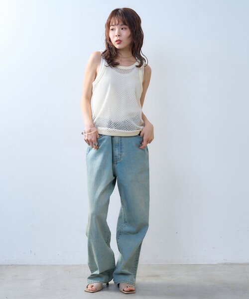 CIAOPANIC TYPY（チャオパニックティピー）の「【willow】メッシュタンク（タンクトップ・レディース・ブラック/アイボリー・ONE SIZE）」の11枚目の写真