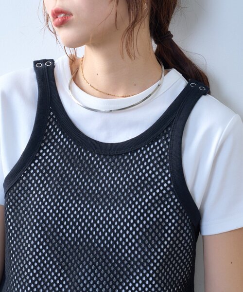 CIAOPANIC TYPY（チャオパニックティピー）の「【willow】メッシュタンク（タンクトップ・レディース・ブラック/アイボリー・ONE SIZE）」の14枚目の写真