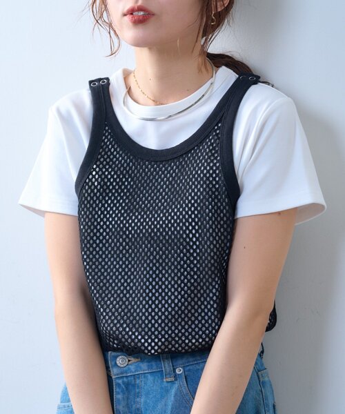 CIAOPANIC TYPY（チャオパニックティピー）の「【willow】メッシュタンク（タンクトップ・レディース・ブラック/アイボリー・ONE SIZE）」の15枚目の写真