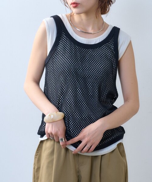 CIAOPANIC TYPY（チャオパニックティピー）の「【willow】メッシュタンク（タンクトップ・レディース・ブラック/アイボリー・ONE SIZE）」の18枚目の写真