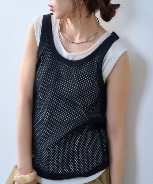 CIAOPANIC TYPY（チャオパニックティピー）の「【willow】メッシュタンク（タンクトップ・レディース・ブラック/アイボリー・ONE SIZE）」の20枚目の写真