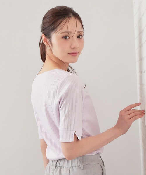 index(インデックス)の「【接触冷感】スクエアネックワイドリブトップス《UVケア/洗濯機OK》(Tシャツ/カットソー・レディース・オフホワイト/ブルー/ナチュラル/ブラック系7/ネイビー/ピンク・42/40/38/36/34/44)」の15枚目の写真