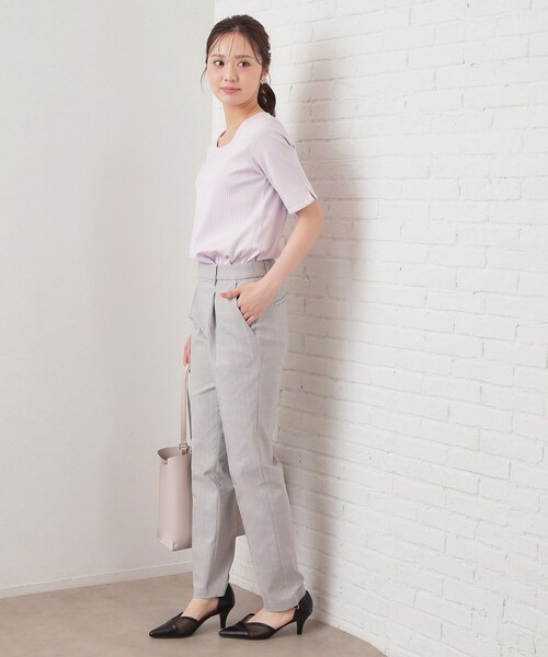 index(インデックス)の「【接触冷感】スクエアネックワイドリブトップス《UVケア/洗濯機OK》(Tシャツ/カットソー・レディース・オフホワイト/ブルー/ナチュラル/ブラック系7/ネイビー/ピンク・42/40/38/36/34/44)」の17枚目の写真
