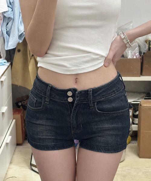 Miniministore(ミニミニストア)の「フラップポケットデニムショートパンツ美脚(デニムパンツ・レディース・インディゴブルー・XL/M/L)」の10枚目の写真