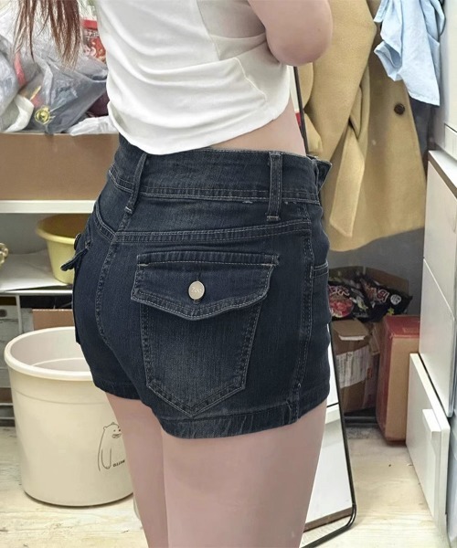 Miniministore(ミニミニストア)の「フラップポケットデニムショートパンツ美脚(デニムパンツ・レディース・インディゴブルー・XL/M/L)」の11枚目の写真