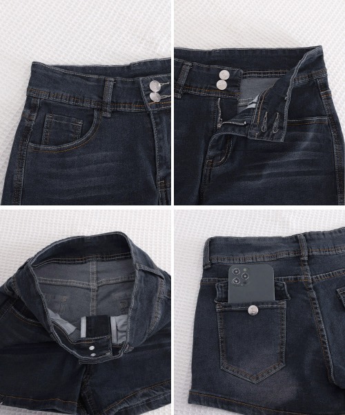 Miniministore(ミニミニストア)の「フラップポケットデニムショートパンツ美脚(デニムパンツ・レディース・インディゴブルー・XL/M/L)」の19枚目の写真