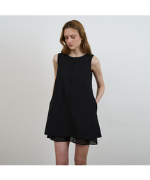 Layered Chiffon Mini Dress [Black]