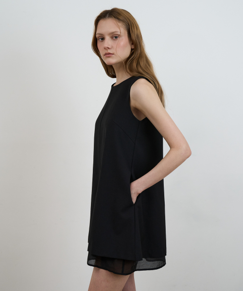DEHEVE（デヘヴェ）の「Layered Chiffon Mini Dress [Black]（ワンピース・レディース・ブラック・SMALL/MEDIUM）」の3枚目の写真