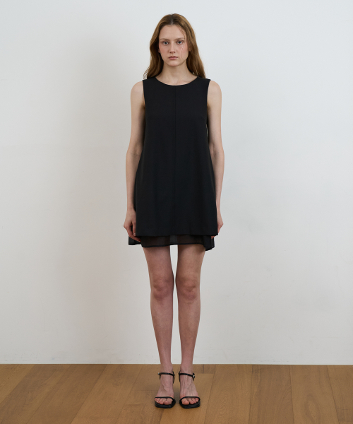 DEHEVE（デヘヴェ）の「Layered Chiffon Mini Dress [Black]（ワンピース・レディース・ブラック・SMALL/MEDIUM）」の6枚目の写真
