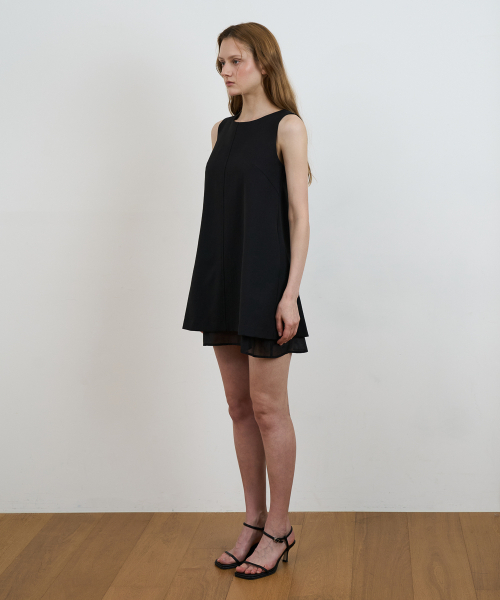 DEHEVE（デヘヴェ）の「Layered Chiffon Mini Dress [Black]（ワンピース・レディース・ブラック・SMALL/MEDIUM）」の7枚目の写真