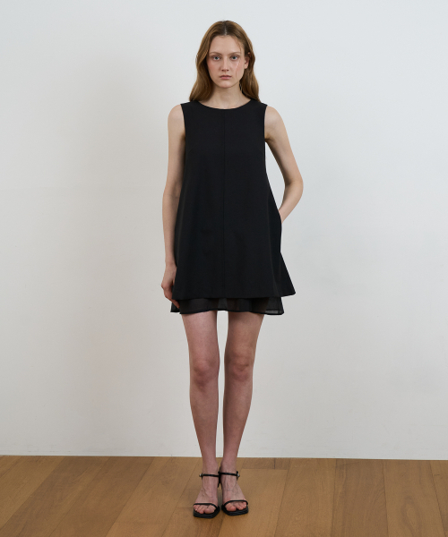 DEHEVE（デヘヴェ）の「Layered Chiffon Mini Dress [Black]（ワンピース・レディース・ブラック・SMALL/MEDIUM）」の8枚目の写真