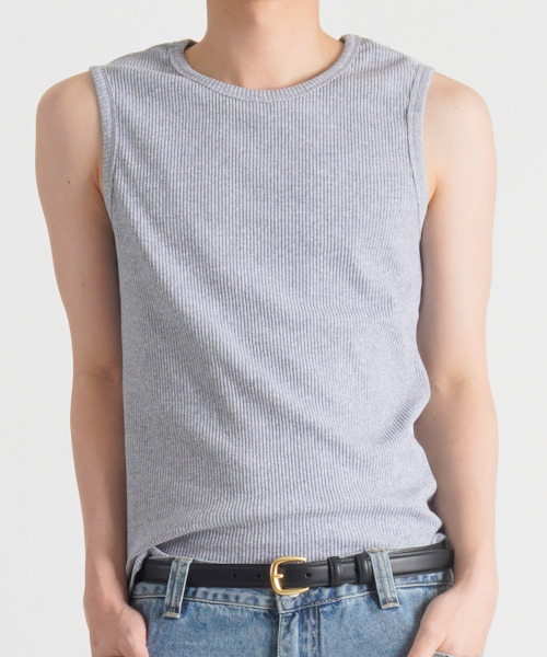 BUTTON SEOUL(ボタンソウル)の「リブテクスチャーソフトスリーブレス(3カラー)(Tシャツ/カットソー・メンズ・ブラック/ホワイト/グレー・MEDIUM/LARGE/X-LARGE)」の10枚目の写真