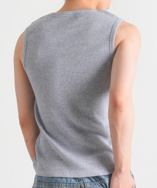 BUTTON SEOUL(ボタンソウル)の「リブテクスチャーソフトスリーブレス(3カラー)(Tシャツ/カットソー・メンズ・ブラック/ホワイト/グレー・MEDIUM/LARGE/X-LARGE)」の11枚目の写真